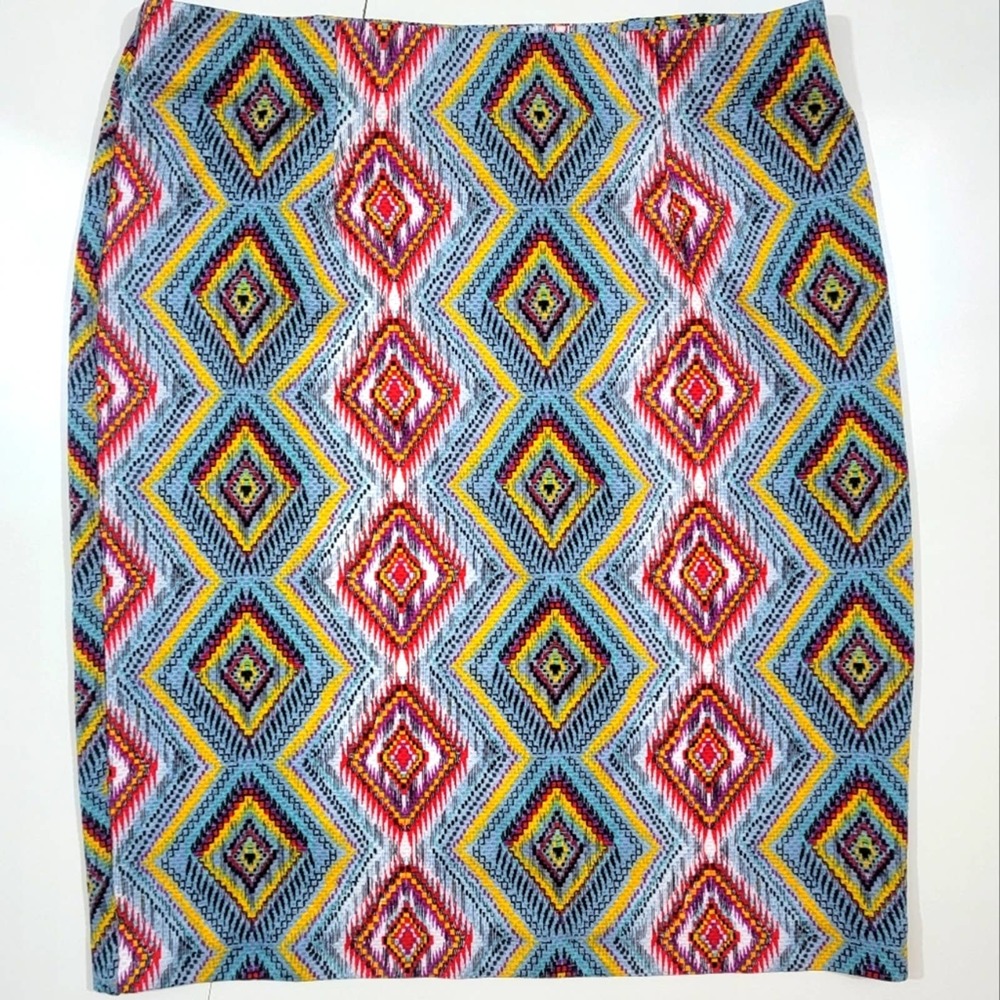Bright Bold Geometric Pencil Skirt